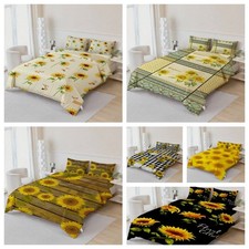 3D Sunflower Pattern Yellow Quilt Cover Duvet Cover Comforter set