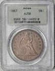 1867-P Seated Liberty Dollar PCGS AU50 in OGH Old Holder! #3FND