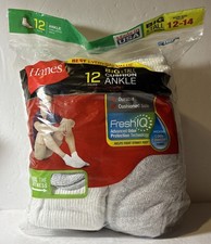 Hanes Men  s 12 Pk Ankle Socks W/ Fresh IQ Big  Tall Size 12-14 USA