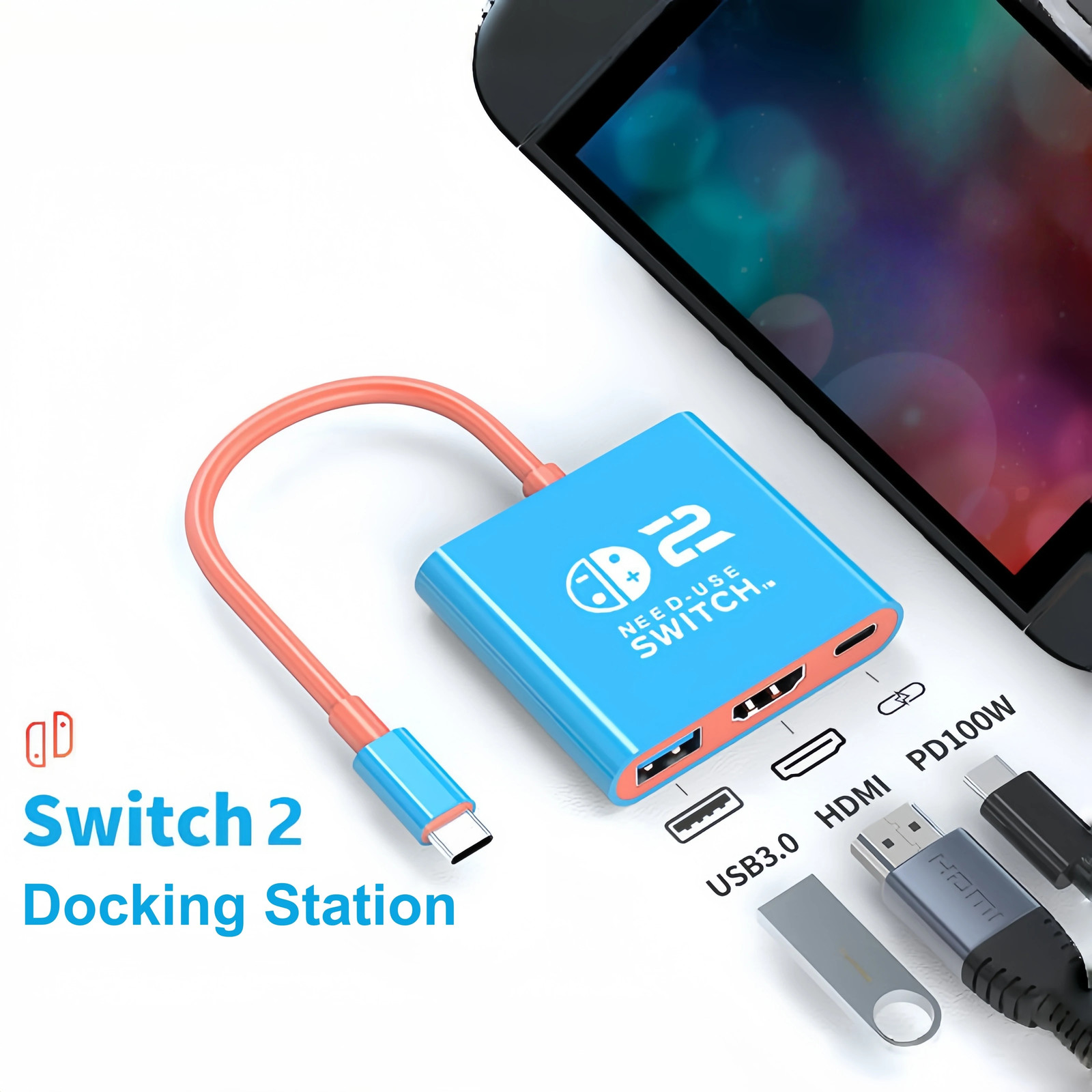 AU New Nintendo Switch 2 Docking Station 4K 60Hz USB-C HDMI PD100W Hub for OLED — image 5
