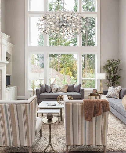 Elegant Lighting Vera 48" Crystal Starburst Oval Pendant In Chrome - Picture 2 of 9