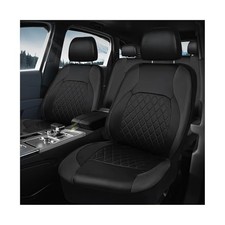 Leather Car Seat Covers Full Set, Luxury Breathable Front Rear Black, Full Set