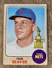 1968 Topps Baseball Card #45 Tom Seaver All Star Rookie Trophy G-VG (crease) HOF. rookie card picture