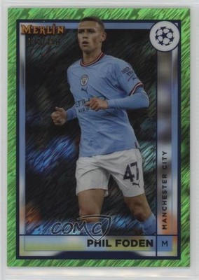 2022 Merlin UEFA Club Competitions Neon Green Shimmer Refractor Phil Foden 0y1a