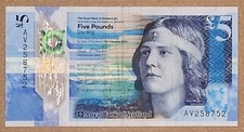 Royal Bank of Scotland, 5 pounds, 2016,  POLYMER, XF/aUNC Nan Shepherd