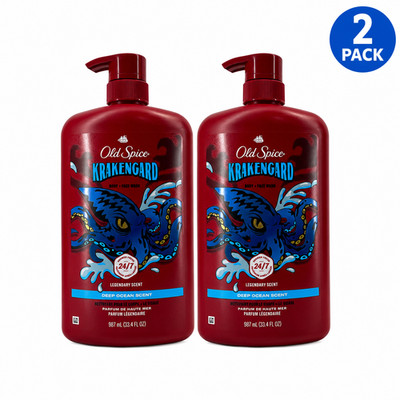Old Spice Krakengard Body and Face Wash Deep Ocean Legendary Scent 33.4 oz 2 Pk