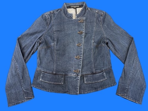 COMPANY ELLEN TRACY Denim Jacket Womens 12 Blue Cotton Spandex Long Sleeve Solid