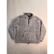PINK Victoria's Secret Gray Sherpa Fleece Quarter Zip Pullover Sweatshirt L