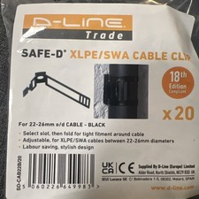 D Line Fire Rated Adjustable 22-26mm XLPE/SWA Cable Diameter clip Black X20 Pack