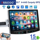 4+64G 10" Single DIN Carplay Android 15 Car Stereo Radio Rotatable GPS Navi WIFI