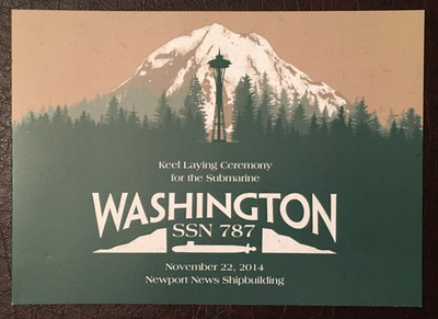USS WASHINGTON SSN 787 ATTACK SUBMARINE KEEL LAYING CEREMONY SOUVENIR PROGRAM