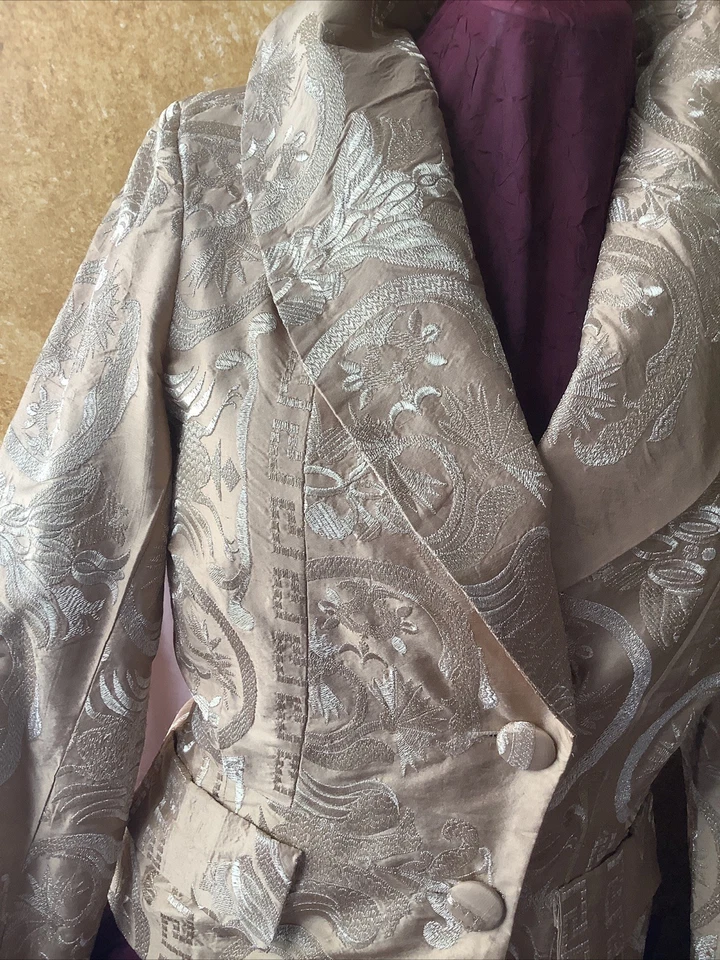 Masterpiece! PAMELA DENNIS NY Gold Silk Brocade JACKET Formal COUTURE Runway Sm - Image 4 of 4