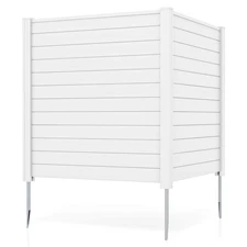 Outdoor 48"L x 48"H PVC Privacy Fence Panels w/ Metal Ground Stakes Black