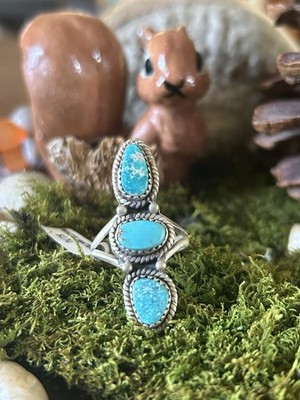 925 Sterling Triple White Water Türkis Ring