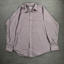 Brooks Brothers Shirt Mens 16.5 34/35 Burgundy Striped Excellent Cotton USA Made