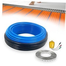 Electric Heated Floor Cable Underfloor Heating System Kit with Cable 10 Sq.ft.