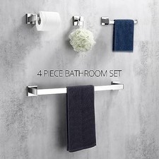 POLISHED CHROME - BAGNOLUX BATHROOM HARDWARE SET 4 PIECES, BATH TOWEL HOLDER SET