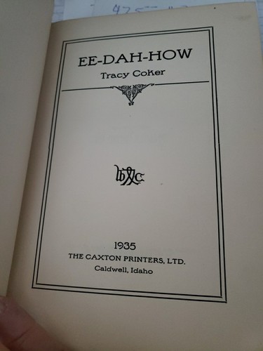 Signed EE-DAH-HOW Tracy Coker Hardcover Book 2nd Printing 1935 - Picture 4 of 6