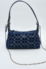 Coach Signature Denim Baguette Bag Blue Monogram