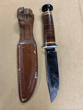 Excellent KInfolks bird and trout knife with Kinfolks stamped sheath.