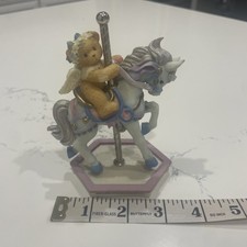 Cherished Teddies Crystal Girl Riding Unicorn Carousel Series 589942R RARE