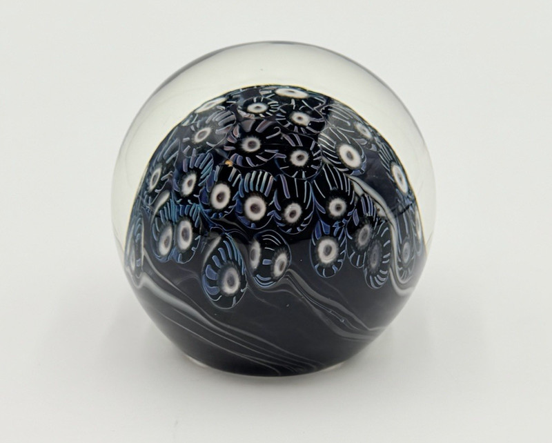 Nancy Freeman American Art Glass Paperweight Modern Millefiori Design