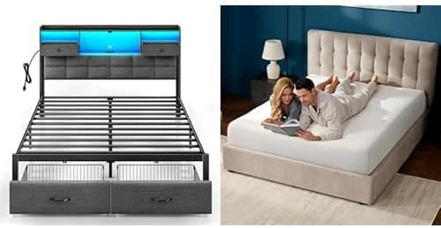 With Gel Memory Foam Mattress & Led Headboard