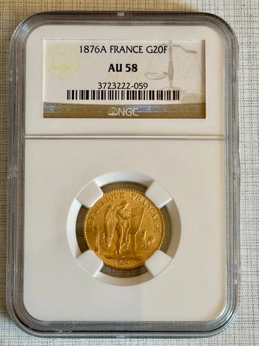 France 1876A 20 Francs Gold NGC AU58 SKU# 3868
