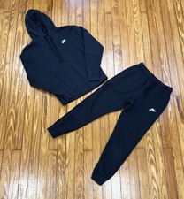 Nike Sportswear Club Fleece Black Hoodie  Sweat Pants Set Size Small Sweatsuit