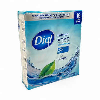 Dial Refresh and Renew Antibacterial Deodorant Bar Soap - Spring Water 16-Pack