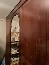 Dark Brown Mahogany Wardrobe 1 Mirrored Door Hinged, 2 Drawers 126x198