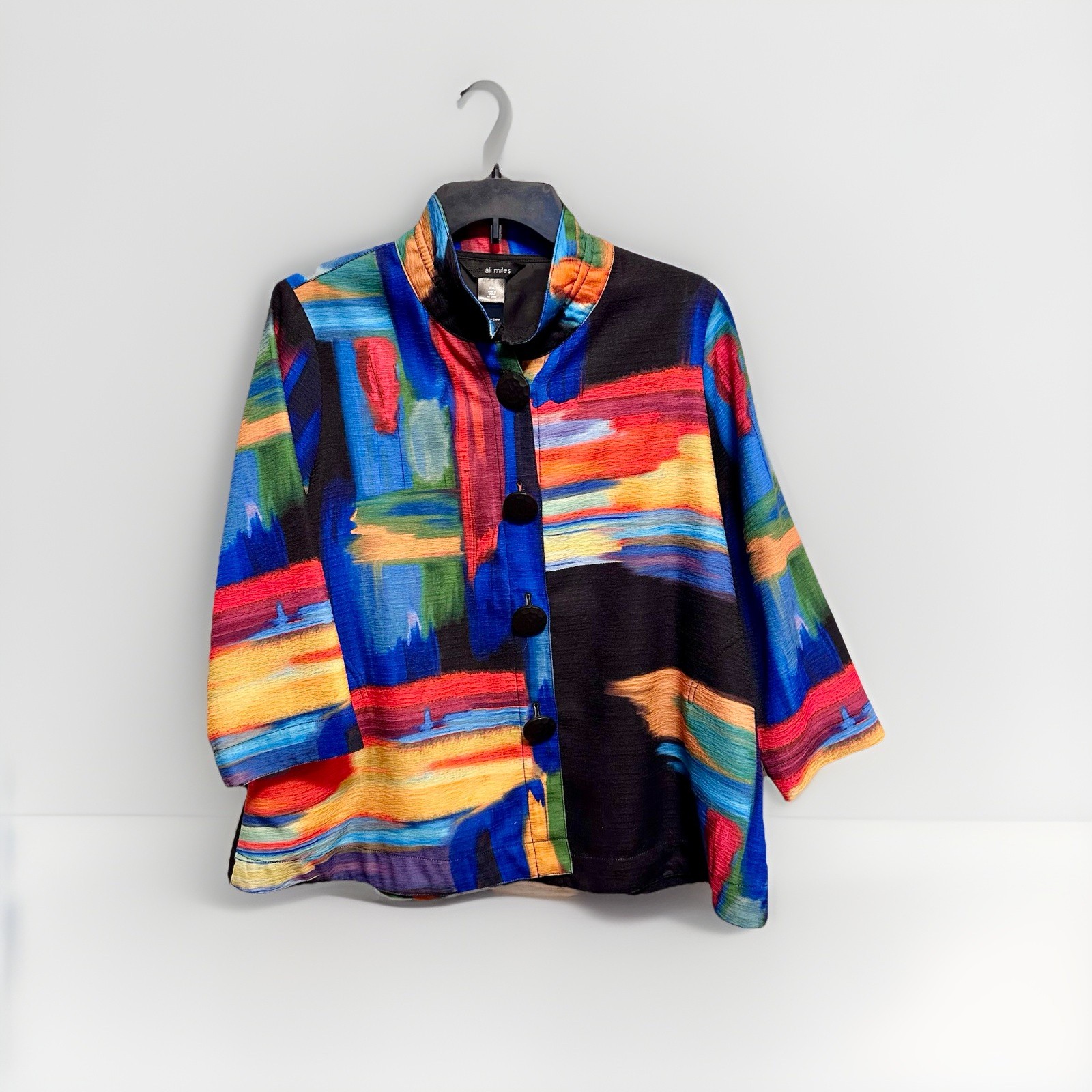 Ali Miles Button Down Jacket Abstract Print Multi… - image 1