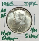 1965 Kennedy Silver Half Dollar About Uncirculated 40% Silver - No Mint Mark 26D