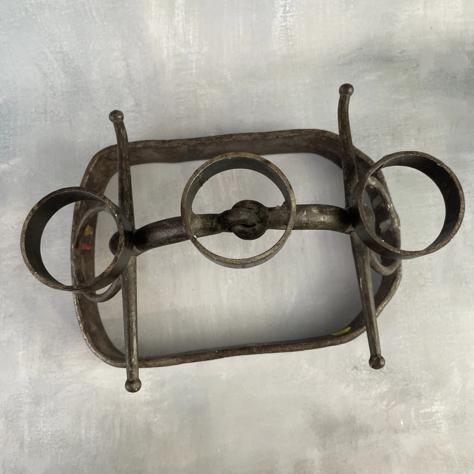 Bougeoir chandelier centre de table 3 bougies fer forgé & mors à cheval équestre - Photo 4/4