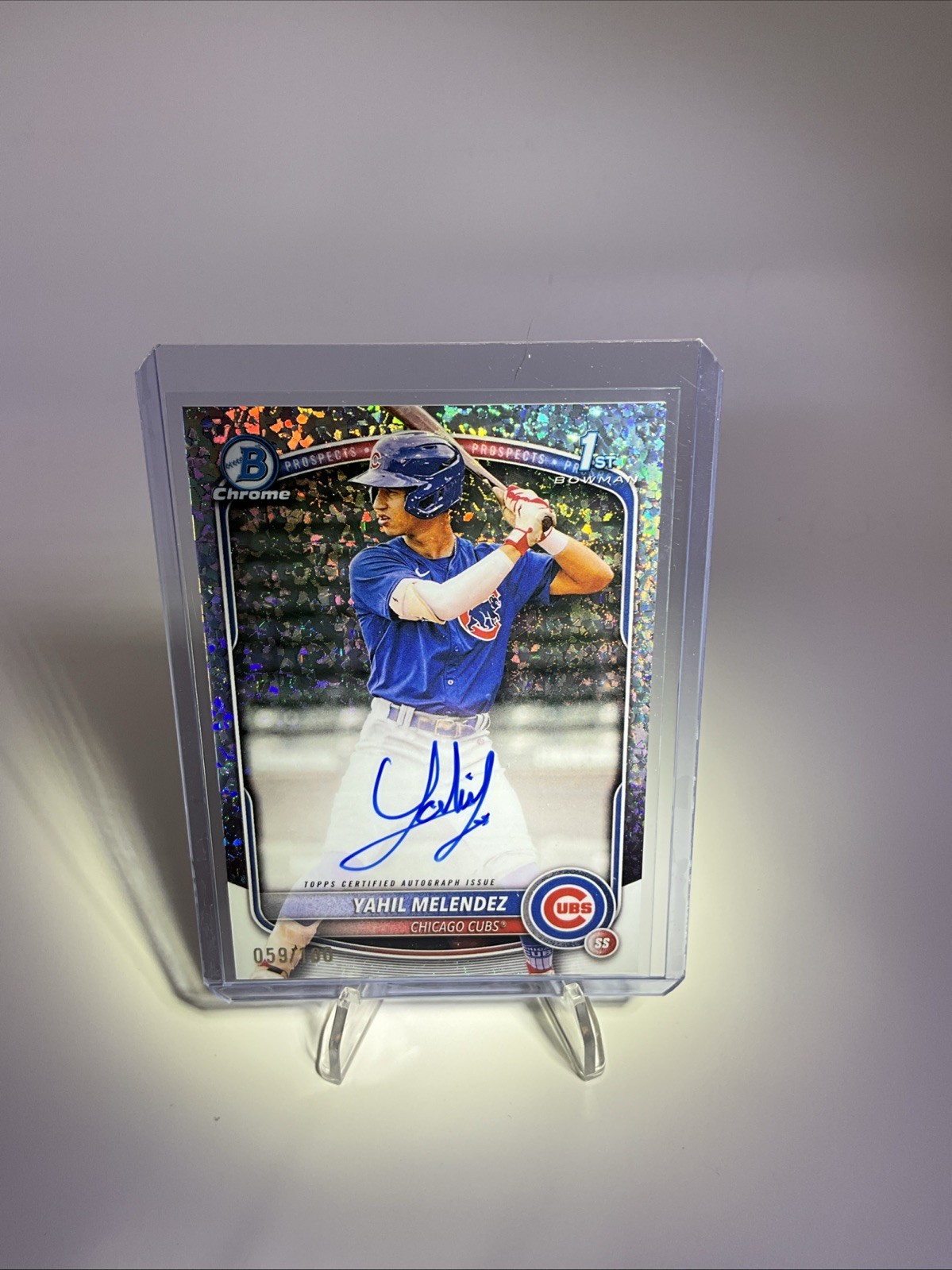 Yahil Melendez 2025 1st Bowman Chrome Mini Diamond Refractor Auto 59/100 Cubs