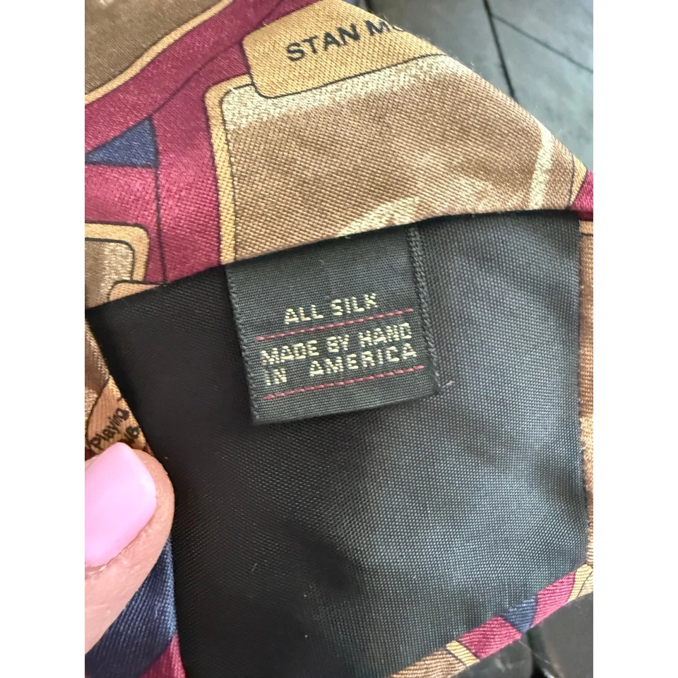 Brixton, Ltd. 复古棒球卡新奇领带 100% 真丝美国制造 — 第 4/4 张图片