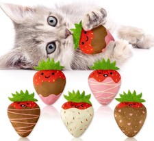 Catnip Toys for Cat 5 PCS Strawberry Chocolate Crinkle Paper Sound Toy