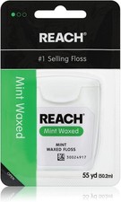 REACH Waxed Dental Floss, Mint, Plaque Remover for Teeth, Shred Resistant