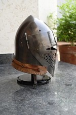 Elmetto templare medievale in acciaio cavaliere barbuta elmo regalo