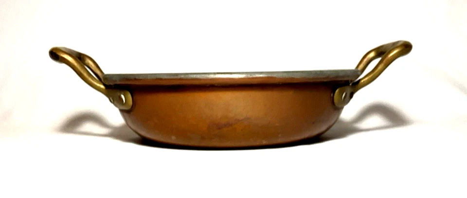 BOTTEGA NAVARINI ~ Redondo 2.5mm Cobre AU GRATINADO SARTÉN con Asas de Latón (2qt) ~ Italia Foto 2 de 4