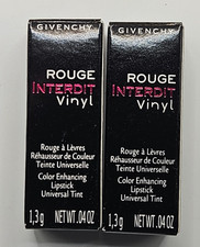 2 Givenchy Rouge Interdit Vinyl Color Enhancing Lipstick Noir 16 Mini 0.04oz NIB