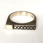 Vtg Ring MARKED 14K GOLD 925 STERLING SILVER Size 7 Band Modernist Jewelry lot y