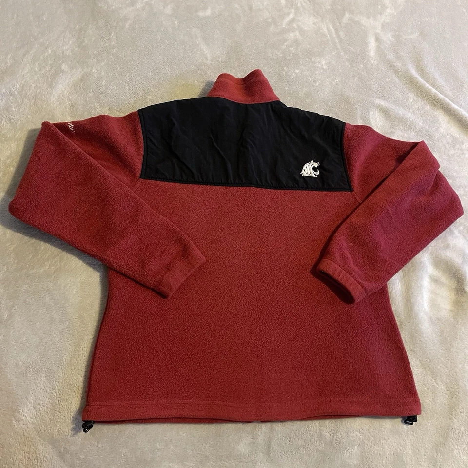 WSU Cougars Jacket Women Medium Red Columbia Fleece NCAA Full Zip Heavyweight - Image 2 of 4