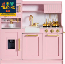 Pretend Play Kitchen for Kids, Interactive Wooden Toddler Playset with Espresso