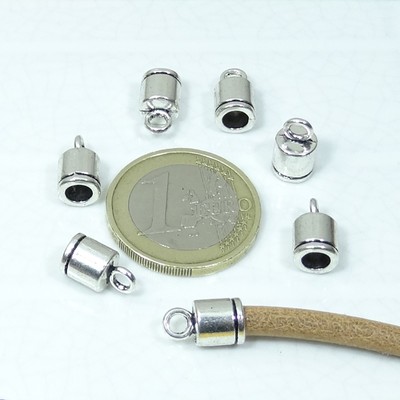 40 Terminales 11x6mm T467C Plata Tibetano Perline Perlen End Caps Pelle Beads
