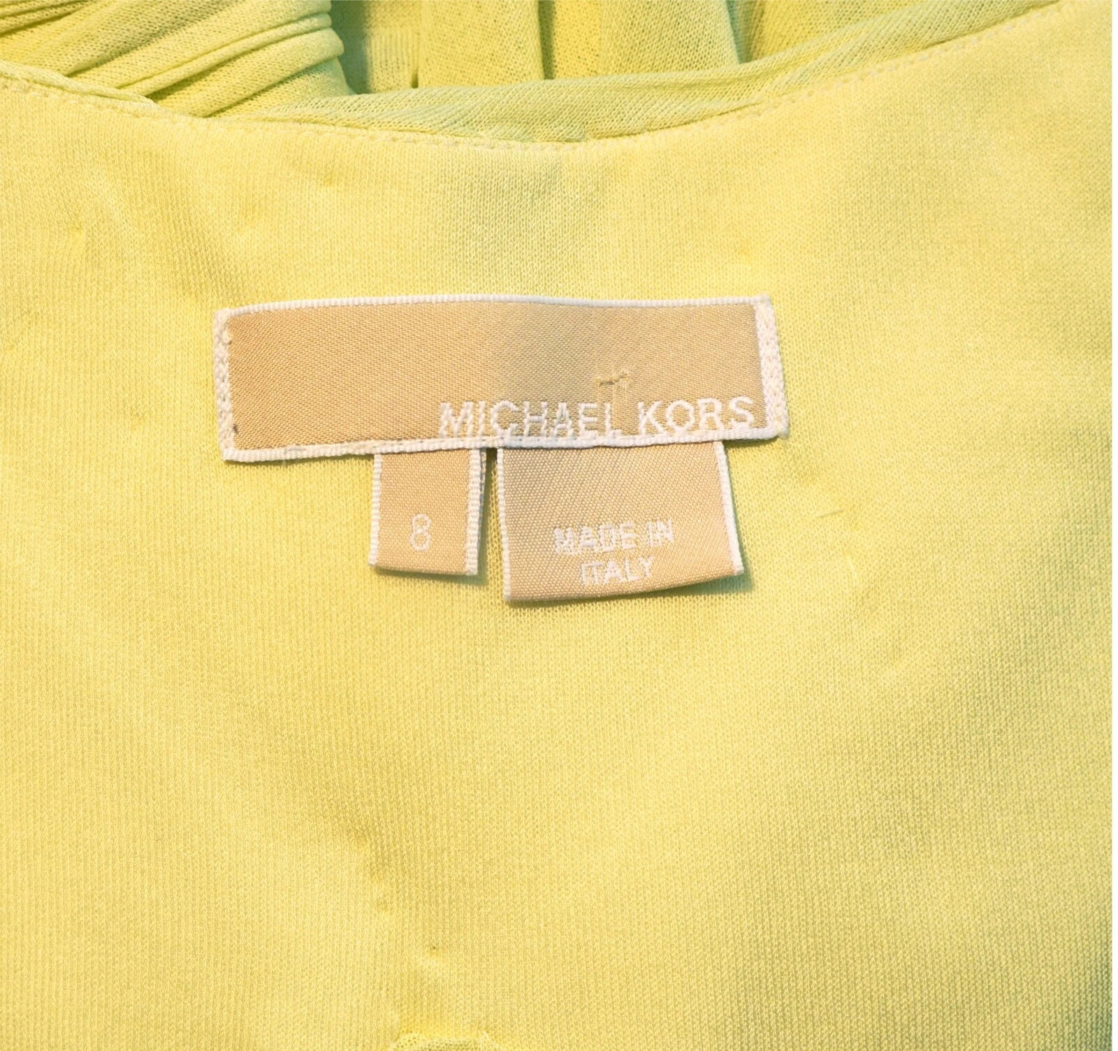 Abito MICHAEL KORS senza maniche in jersey di seta giallo lime 8 $2720