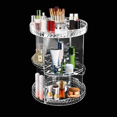 4-Tier Cosmetic Spinning Holder Large Capacity Makeup Storage Adjustable Height