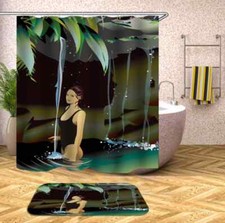 Standing In a Hot Spring 3D Shower Curtain Polyester Bathroom Decor Waterproof