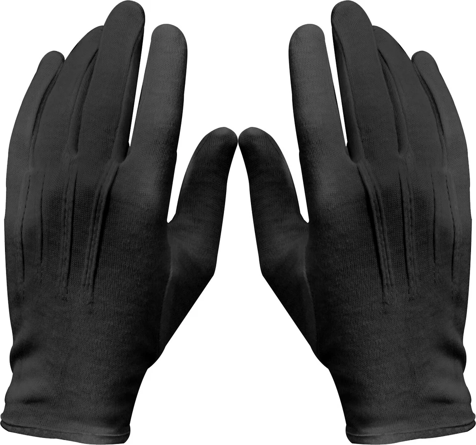 Guantes de Desfile de Algodón Negro Vestido Militar Formal Esmoquin Policía Banda de Marcha Foto 3 de 4