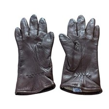 Women  s Vintage Fownes Size 7.5 Brown Leather Gloves w Polyester Lining